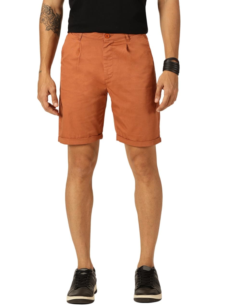 Thomas Scott Men 100% Cotton Smart Chino Shorts (TSS038_Rust, 36)