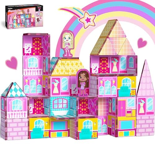 GobiDex Princess Magnetic Doll House Building Toys for Girls 3 Pink Magnet Tiles for Kids Ages 48 STEM Sensory Toys for Toddlers Birthday Gifts for Girls 3 Year Old