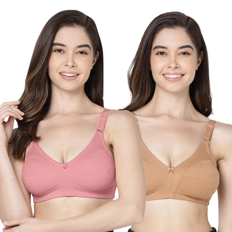Kalyani Anaya Full Coverage Non-Padded M Frame Minimizer Bra Onion Camel_34B Pack of 2