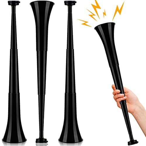 Kathfly 4 Pcs Vuvuzelas Stadium Soccer Horn 236 Inch Collapsible Hockey Blow Stadium Noise Maker Loud Sound Handheld Sports Horns Noisemaker for Sports Football Events Parties AccessoriesBlack