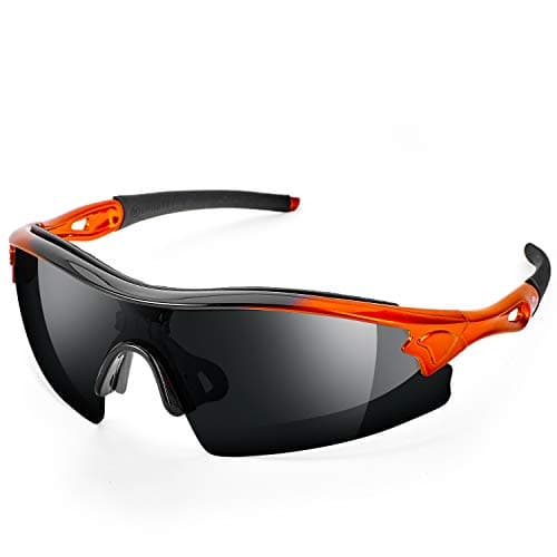 ToolFreak Reevo Safety Glasses, Wraparound Dark Smoke Tinted Polycarbonate Lens, UV and Impact Rating, Eye Protection, Rating to ANSI Z87+, Hard Case, Pouch, Neck Cord,Cloth