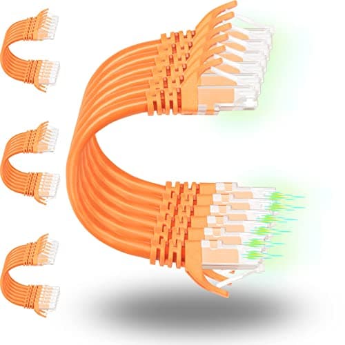 Rapink Patch Cables Cat6 1ft 24 Pack Ethernet Patch Cable 10G Support Cat 6 Patch Cable for Patch Panel to Switch Flexiable Cat 6 Ethernet Cable with Gold Plated Orange