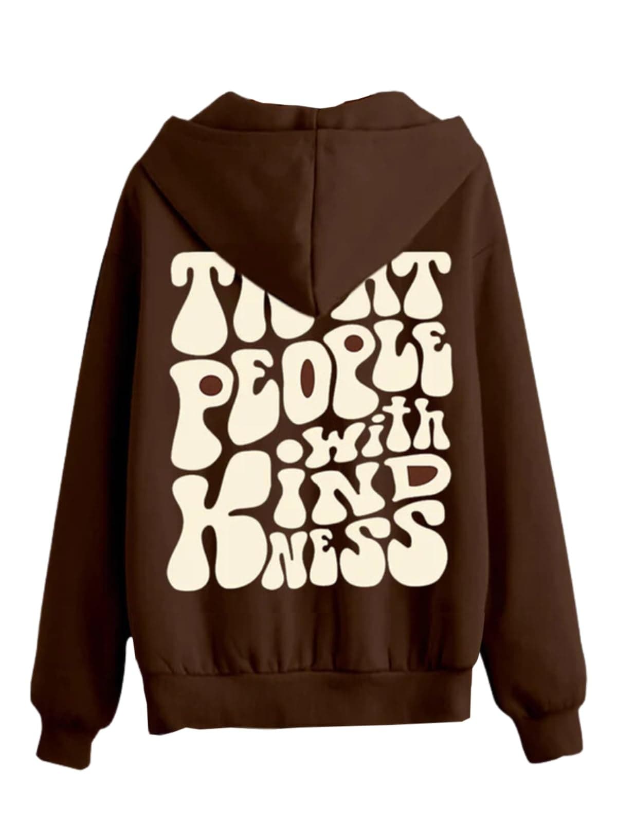 Veirdo® Cotton Fleece Oversize Loose Fit Hooded Sweatshirt Full Sleeves Cool & Stylish Typography Printed Jumper Sweatshirt Winter Wear for Women & Girls Brown