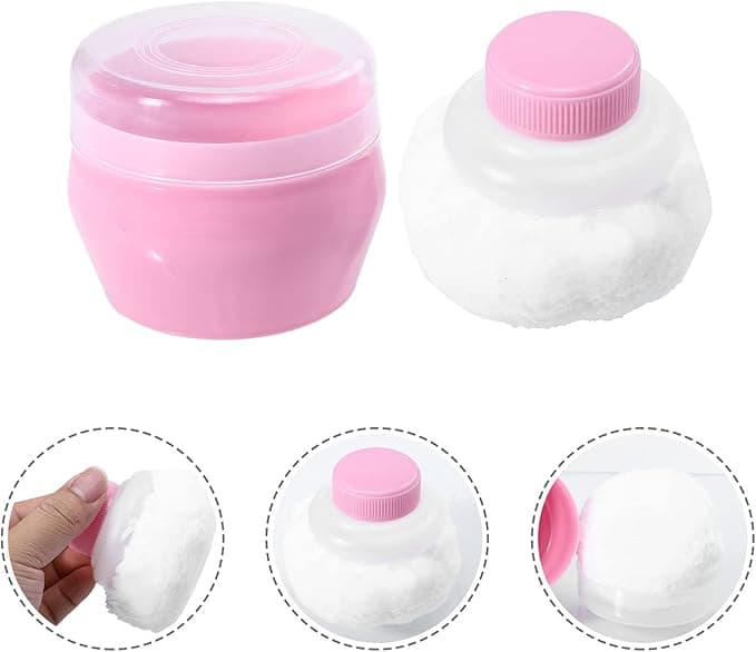 TOYANDONA 2 Sets Baby Puff Box Fluffy Body After Case Baby Care Face Body Villus Puff Container Makeup Cosmetic Talcum Holder with Hand Holder White