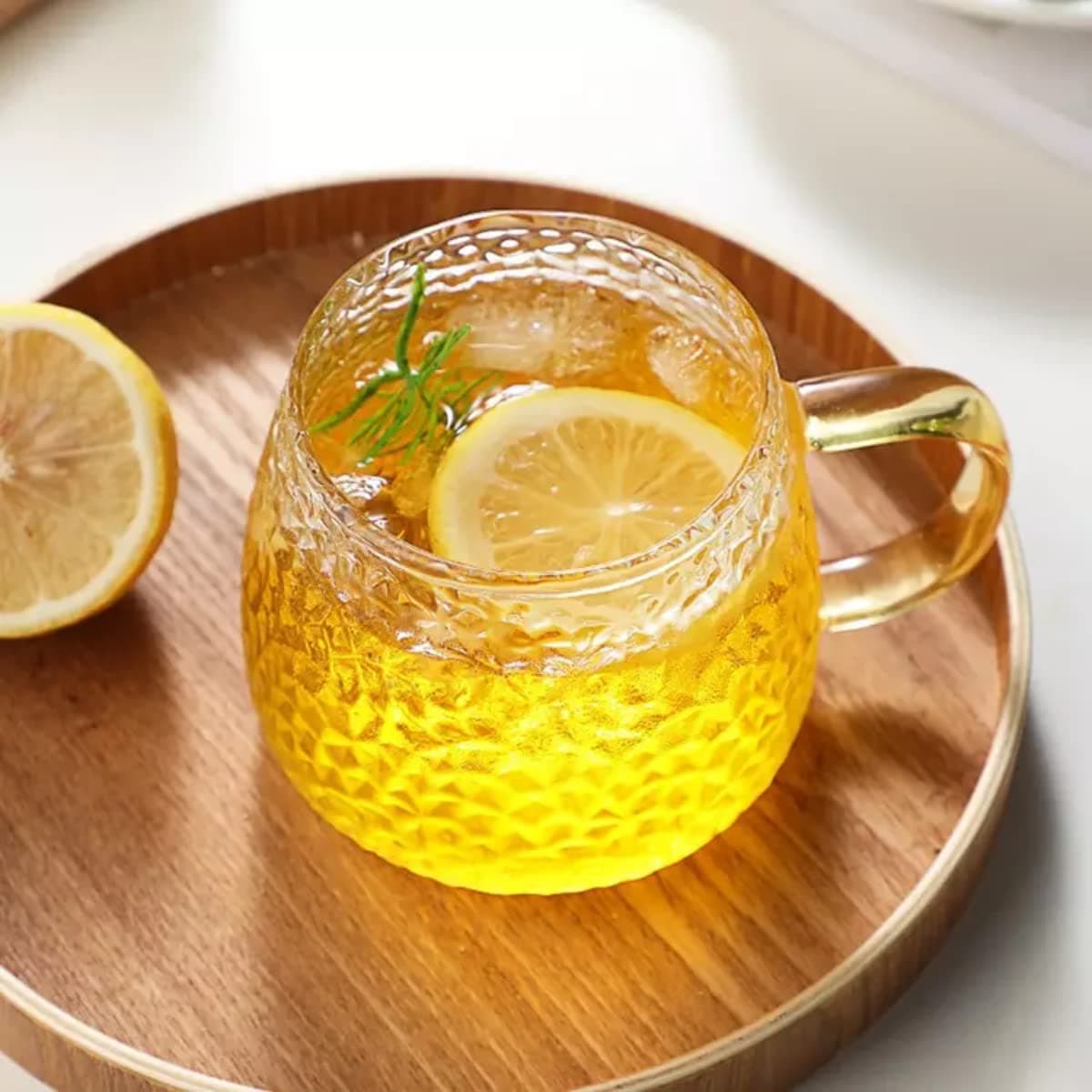 MUAC Glass Tea Coffee Cappuccino Soup Bowl Jumbo Glass Cup Multipurpose Mug with Handle 440ml Pack of 2