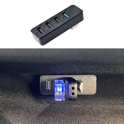 Leiakendi Glove Box USB Hub for Tesla 2024-2025 Model 3 Highland, Cybertruck and New Model Y Juniper, 4-in-1 Glovebox Docking Station Accessories for Dashcam Flash Drive Data Transferring Game Music