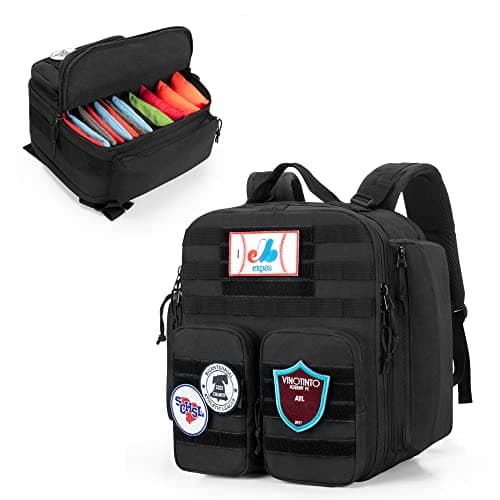 DSLEAF Cornhole Backpack Holds 16-24 Cornhole Bags, Cornhole Patch Bag with Padded Shoulder Straps and Extra Pockets for Tossing Games (Patent Design)