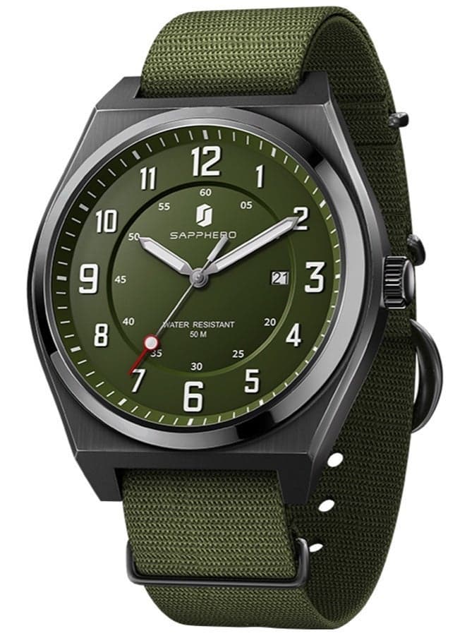 SAPPHERO Men's Watch Military Sports Watch 50M Water Resistant Luminous Pointer 3 O'Clock Date Window Durable Adjustable Casual Watch for Men