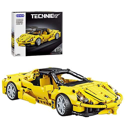 SIENON Technic Super Sports Car Building Kit Pull Back Race Car Toy Racing Vehicle Collectible Model Supercar Building Construction Toys for Kids Girls Boys Age 6 391 Pcs