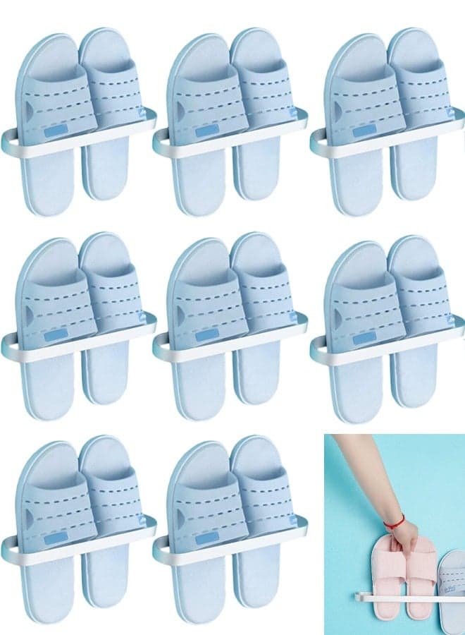 Hanging Shoe Rack 8-Pcs Wall Mounted Slipper Rack Hanging Shoe Storage Rack Self-Adhesive Stainless Steel Shoe Rack Bracket Door Shoe Rack Door Shoe Storage Rack Bathroom Towel Storage Rack (Silver)