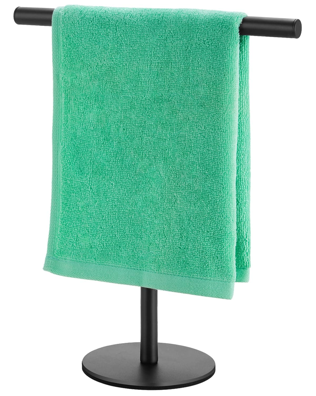 Hand Towel Holder for Bathroom TShape Free Standing Towel Bar Rack Stand Matte Black Hand Towel Rack for Bathroom Kitchen Vanity Countertop