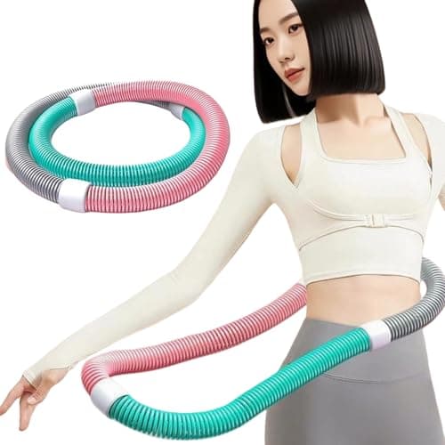 LAOGUATON Adjustable Spring Hula Hoop, 3.3 Lbs, Pink/Teal/Gray, Foldable Fitness Waist Trainer for Women
