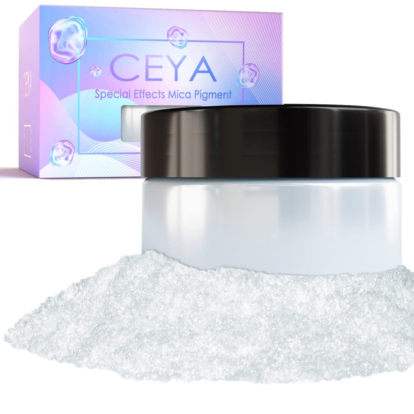 Ceya Interference Mica Powder 18oz 50g Pearl White Chrome Nail Powder Cosmetic Grade Pearlescent Effect Color Shift Pigment for Epoxy Resin Makeup Nail Polish Soap Candle Making Slime Paint