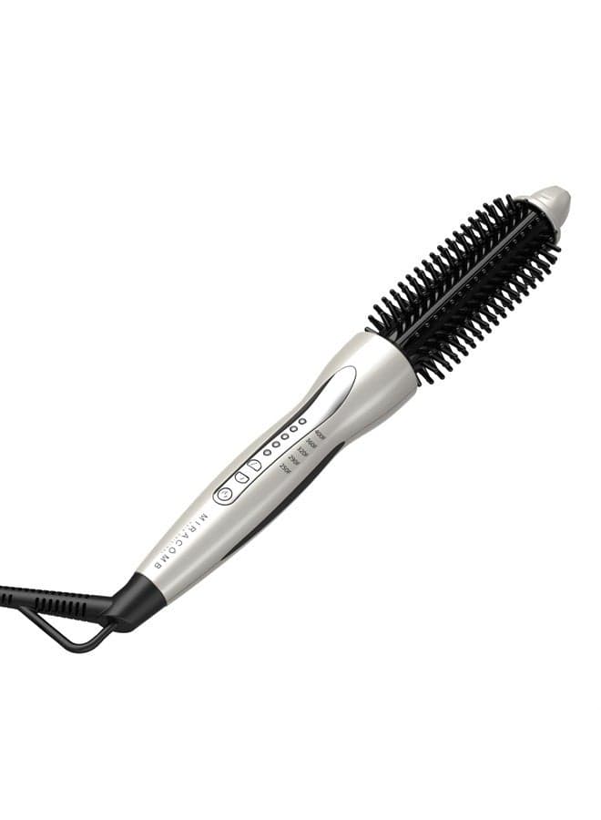 Hair Curler Straightening Brush Ceramic Tourmaline Cool Touch PRO Multi Styler with 5 Heat Adjustments 1 Inch Barrel Auto Shut Off, Pearl White (Package May Vary)