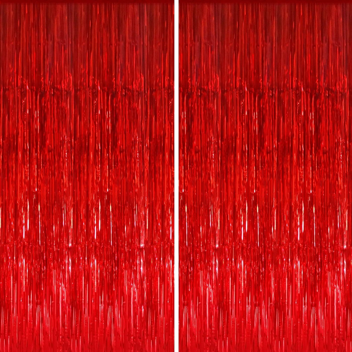 GOER 64 ft x 98 ft Metallic Tinsel Foil Fringe CurtainsPack of 2 Party Streamer Backdrop for BirthdayGraduation Decorations and New Year Eve Red