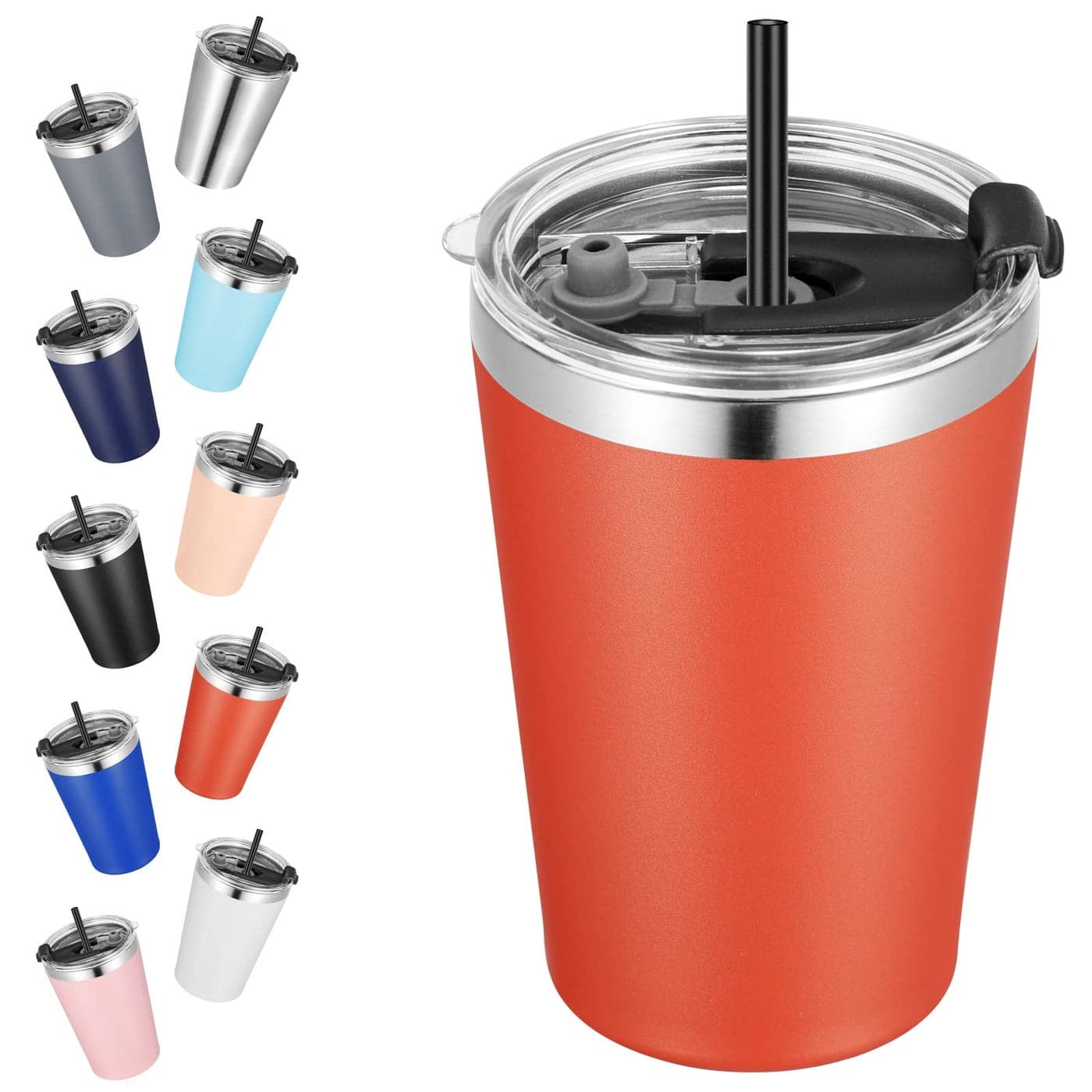VEGOND 12oz Tumbler Stainless Steel Tumbler bulk Vacuum Insulated Double Wall Travel Tumbler with Lid and Straw Reusable Tumbler Brick Red 1 Pack