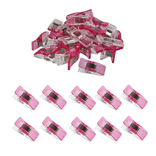 Foihukelim Plastic Clips 30 Pcs Notions Ideal for Sewing and Quilting Clips for Fabric Crafting for Seamstresses Quilters and DIY Projects Rose red