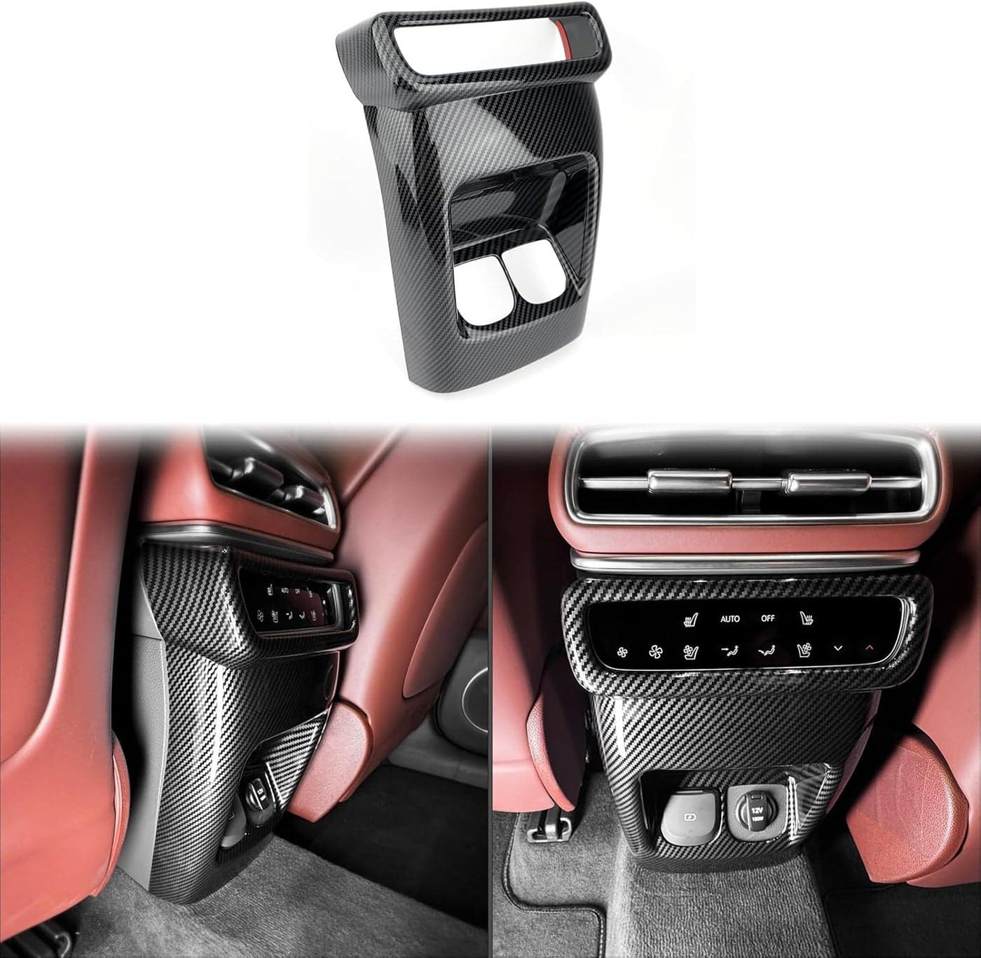 JUIVEEL Car Rear Air Vent Outlet Cover for Genesis GV80 2025 - Carbon Fiber Style