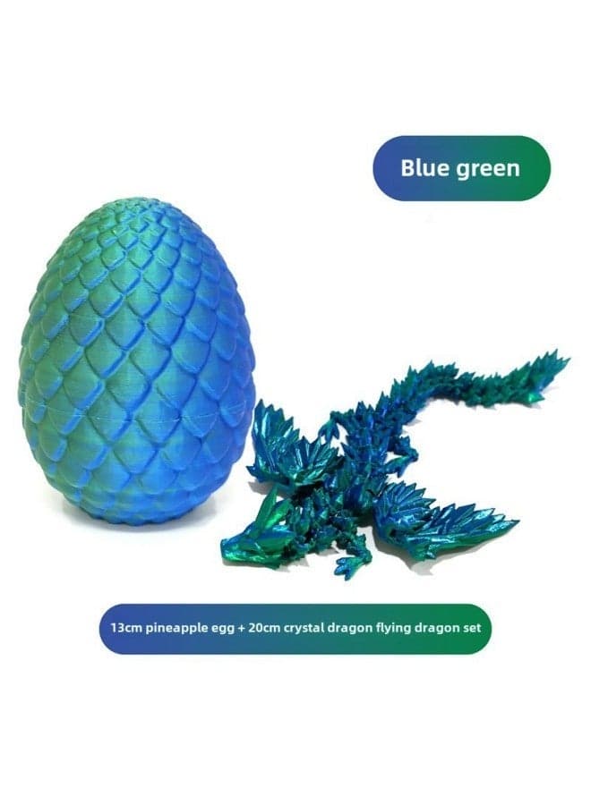 3D Printed Crystal Dragon Egg Activity Joint Chinese Dragon Toy Gift for Kids Mini Flying Dragon Decoration Pendulum - Color: Blue Green | Educational Toy | Collectible Figure | Bi