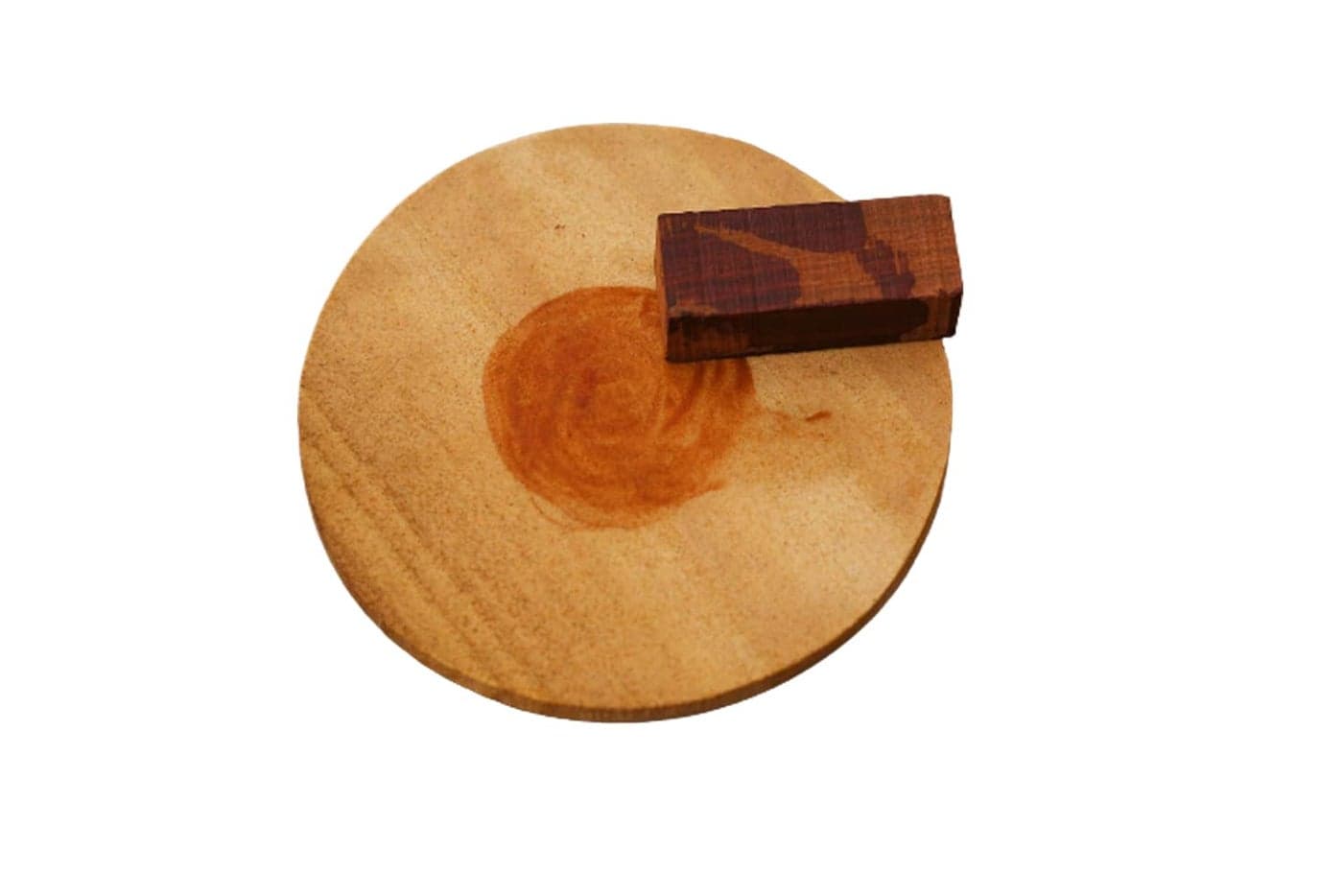 ANAWARIYAS Sandalwood Rubbing Stone chakla Pata with RED Sandalwood Stick Natural Sandalwood Pata Board with Chandan Stick for Puja Tilak Face 1 Board with 1 Red Stick