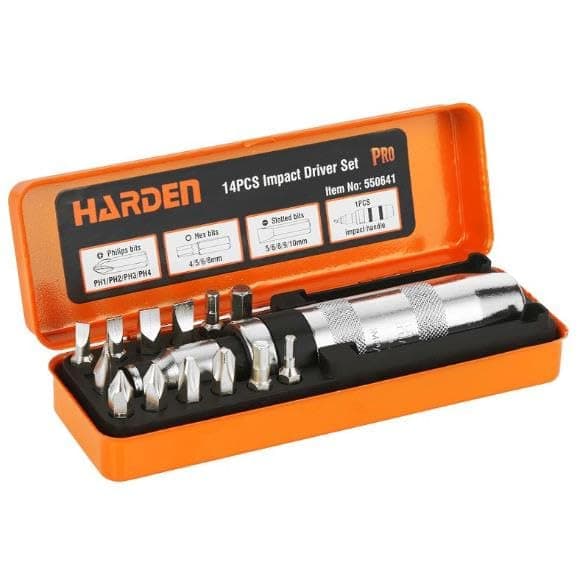 Harden 14Pcs Impact Driver Bit Set Multi-purpose High Hardness Professional Hand Tool Set - 550641