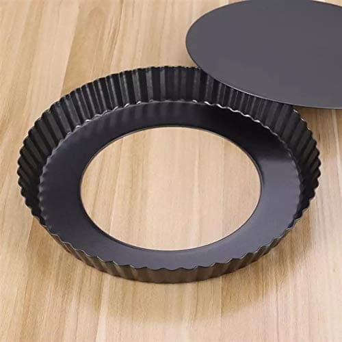 ISHWANKU NonStick Carbon Steel Pie Dish Tart Quiche Pizza Pan Removable Loose Bottom 20cm Black 1 Pc