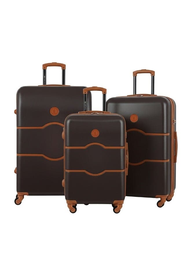 Eagle Express Iconic 3 Piece Luggage Set 20/24/28 Inch Maple Brown, ABS Hard Shell Trolley Suitcase Set with Lightweight Travel Design, Cabin & Check-In Luggage, 360 Spinner Wheels, Secure Lock System and 2 Year Warranty