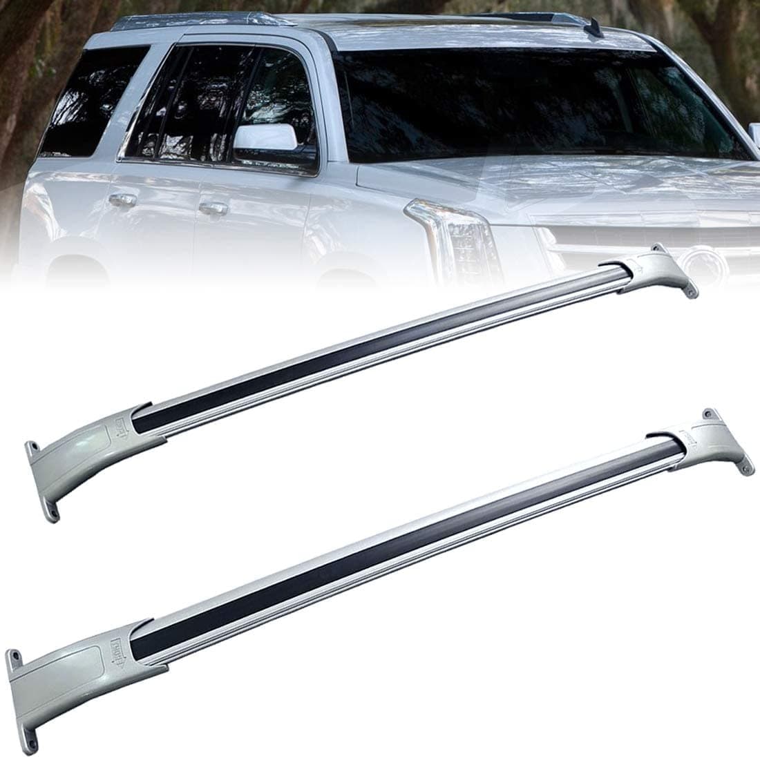 Silver Roof Rack Crossbars Cargo Bars 20152020 for GMC Yukon XL Chevy Tahoe Suburban Escalade ESV
