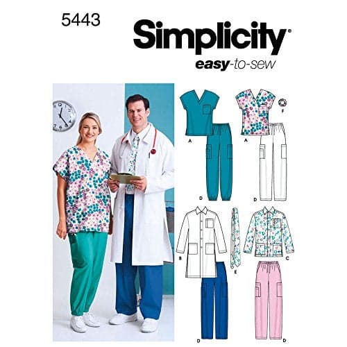 Simplicity Easy To Sew Men and Women's Scrubs and Doctor's Outfit Costume Sewing Pattern, Sizes XL-XXXL