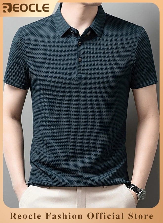 Men's Polo Shirt Mesh Ice Silk Short-sleeved T-shirt Short Sleeve Sports Golf Tennis T-Shirt Casual Collared Summer Shirt Classic Polo Shirt
