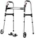 HOMLAND Walkers for Seniors 2Button Folding Walkers with Wheels Lightweight Walker for Seniors Weighing Up to 350 Pounds Height Adjustable Standard Walker Ski Glides Aluminum Frame Silver