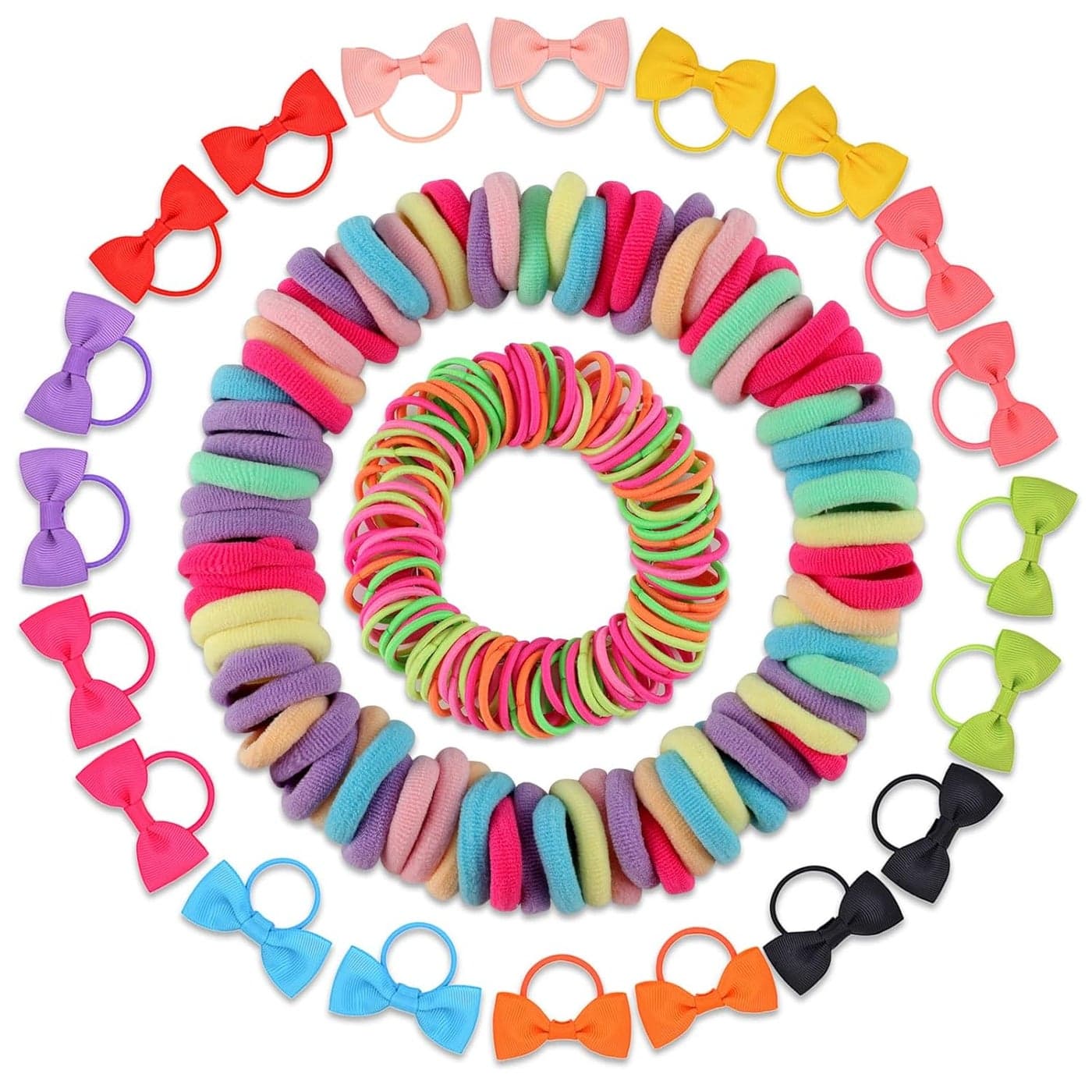 220 PCS Baby Hair Ties No Damage Toddler Hair Ties with Bows Small Rubber Bands Elastic Ponytail Holders Hair Accessories for Infants Baby Girls Multicolor