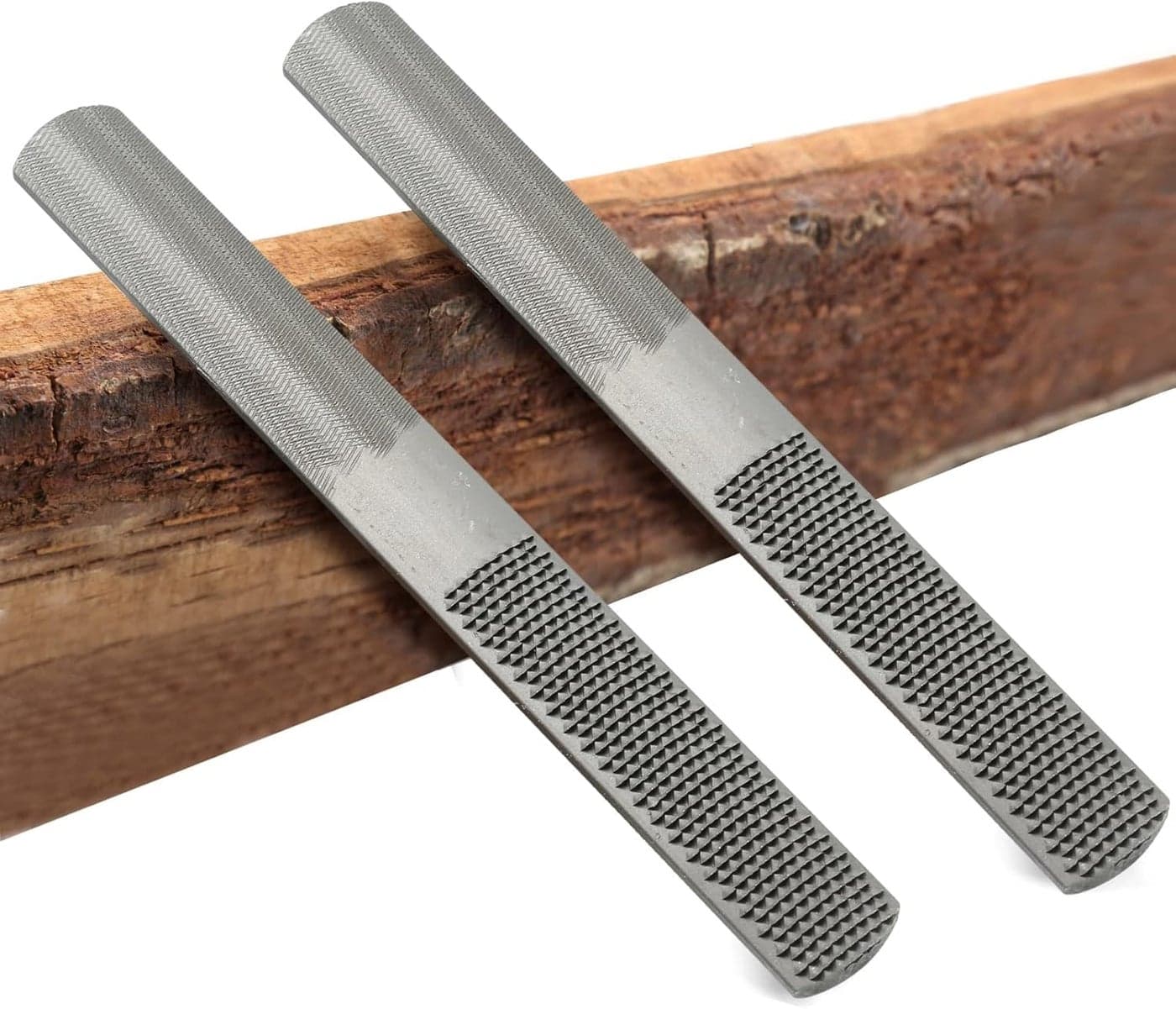 2 PCS 4 Way Wood Rasp File, Premium Grade High Carbon Hand File and Round Rasp, Half Round Flat & Needle Files for Sharpening Wood and Metal Tools