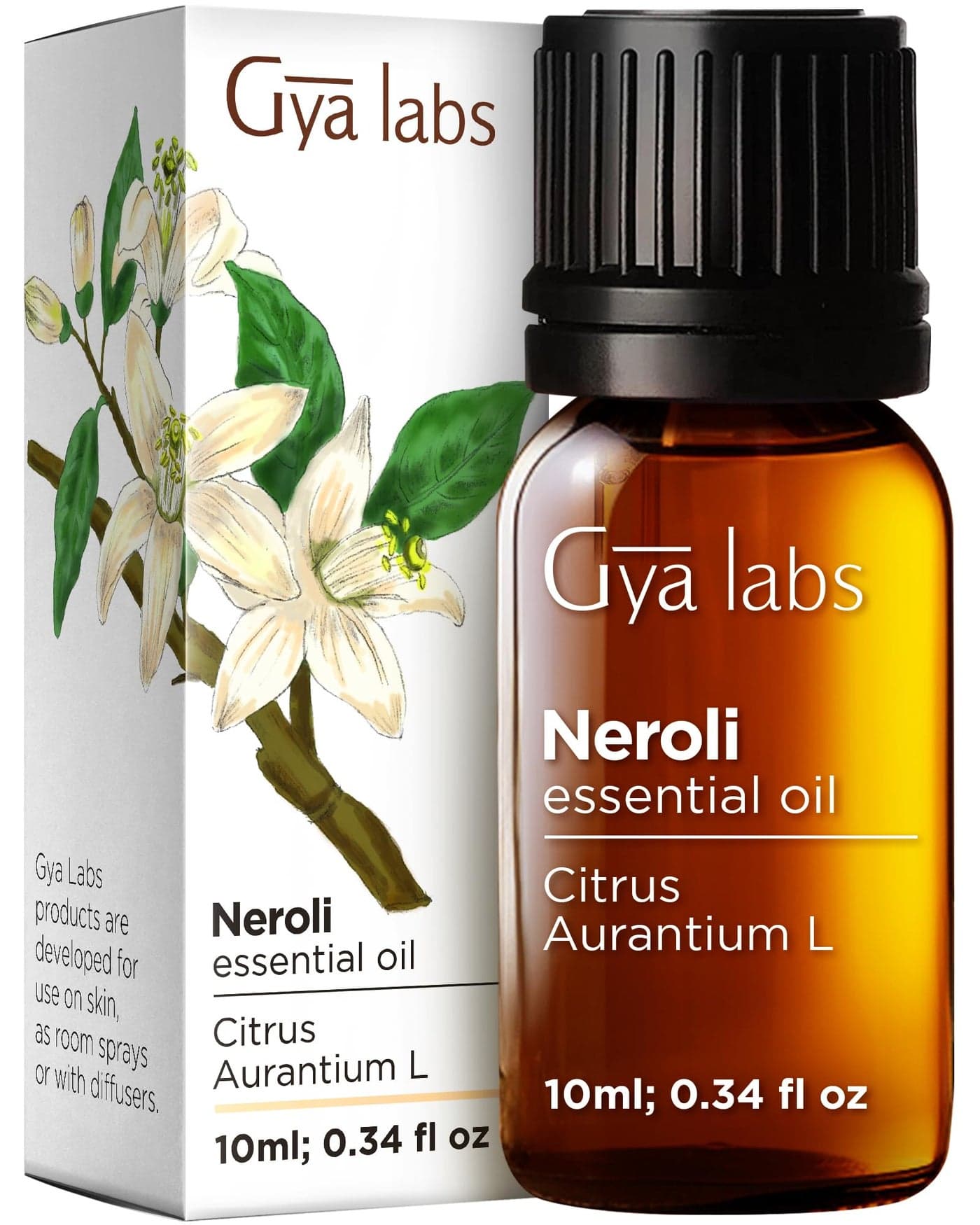 Gya Labs Neroli Essential Oil 034 Fl Oz for Hair Skin Diffuser Aromatherapy DIY Candle Making Scent