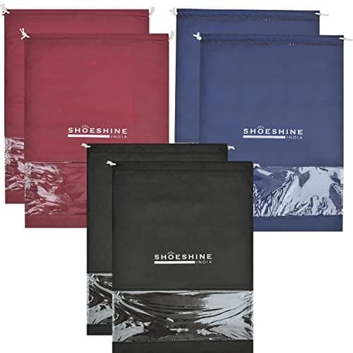 SHOESHINE Shoe Bag for Storage Shoes for Men and Women Travel Essentials Shoe Cover and Shoe Bags Pouches Transparent Shoe Bag for Travel or Accessories - Pack of 6 Shoe Pouch