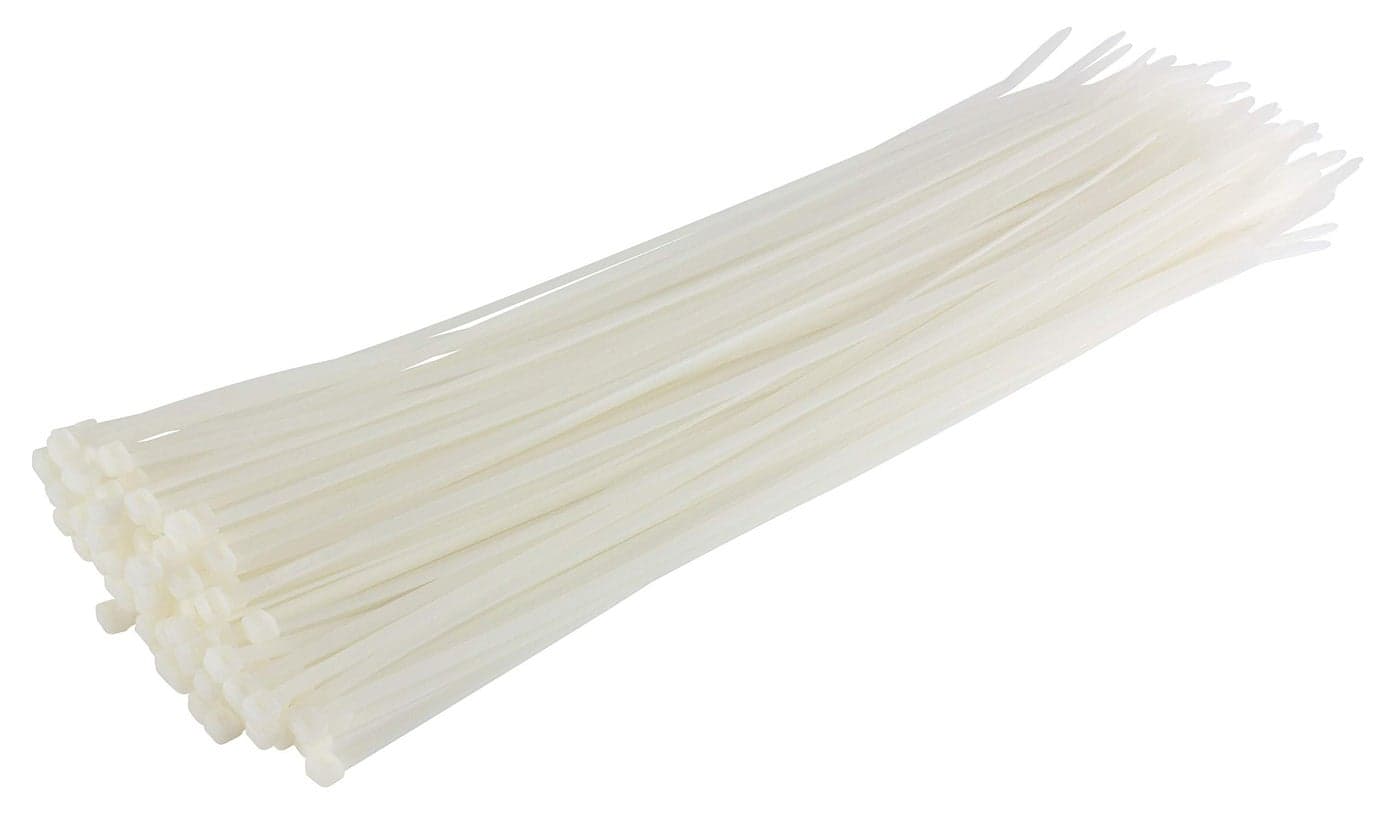 GTSE 14 Inch White/Clear Heavy Duty Zip Ties, 100 Pack, 120lb Strength, UV Resistant Nylon Cable Ties, Self-Locking 14" Tie Wraps