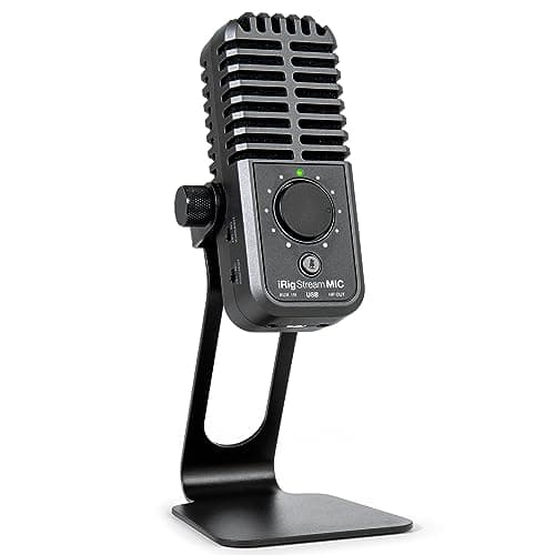 IK Multimedia iRig Stream Mic USB Condenser Microphone with Integrated Audio Interface -Podcast, Gaming for pc, Streaming Plus Audio Mixer