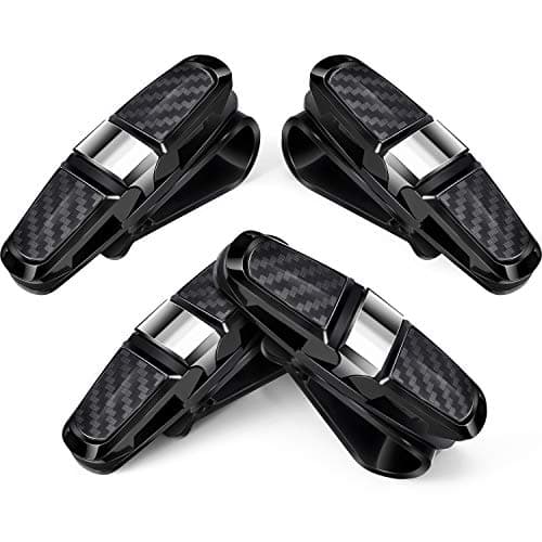Boao 4 Pcs Sunglasses Holders for Car Sun Visor, Glasses Ticket Card Clip Mount Hanger, Double-Ends Clip 180 Degree Rotational Car Visor Accessories(Silver)