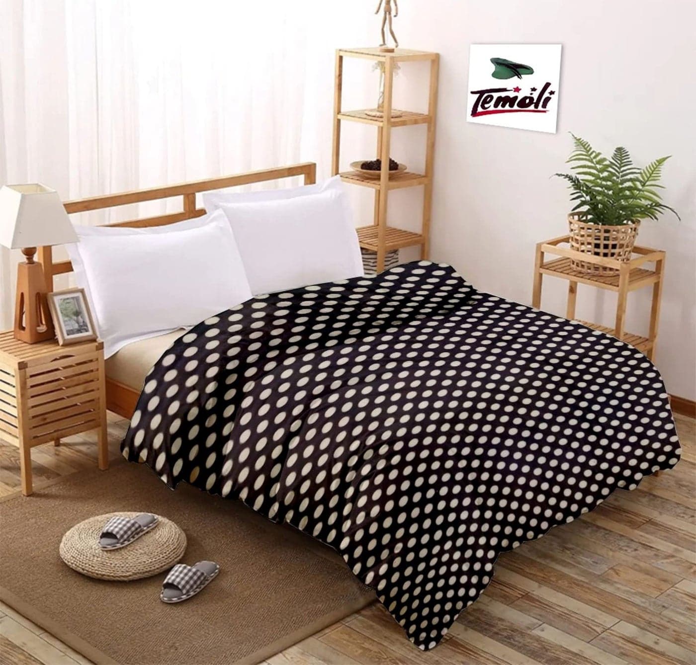 Temoli® Warm Quilt Cover Double Bed with Zipper, Duvet Cover Double Bed Soft Flannel (92x102) Inches. (Circle Brown)