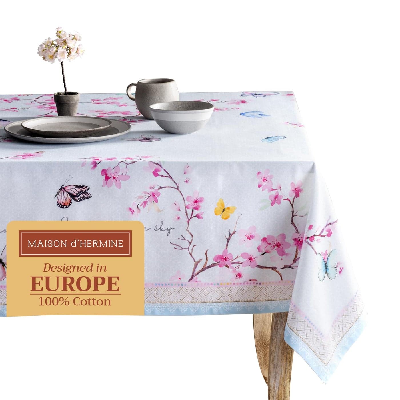 Maison dHermine Table Cloth Rectangle Table 100 Cotton 70 x 120 Inches Tablecloth Reusable Decorative for Dining Room Farmhouse Home Party Festive Wedding Spring Summer Blossoms in Spring