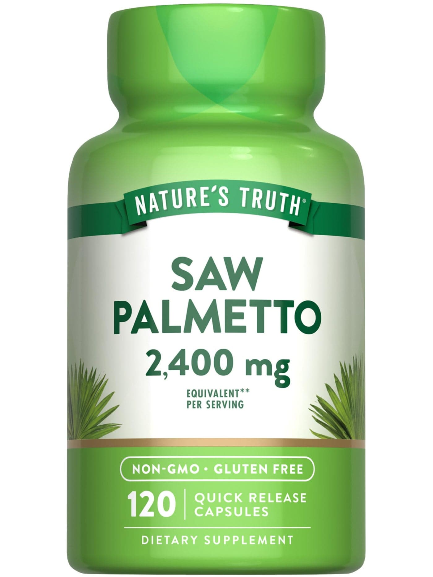 Natures Truth Saw Palmetto Extract 2400mg 120 Capsules NonGMO Gluten Free Supplement