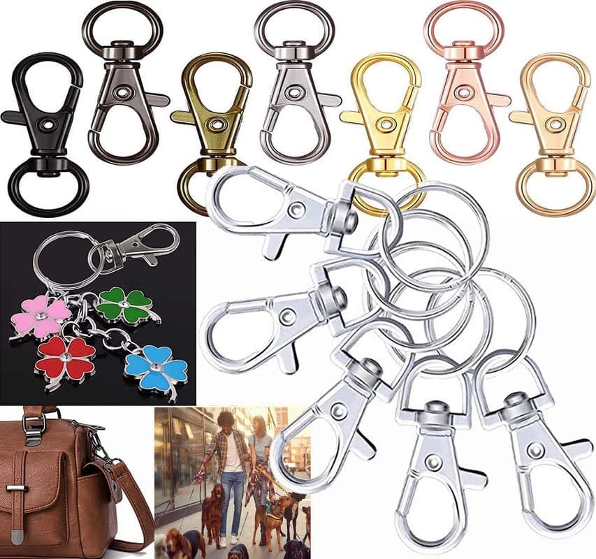 DIY Crafts Pack Of 15 Pcs, Manual Art Keychain, Curved Lobster Clasps Metal Swivel Lanyard Snap Hook with Key Rings, TV R (Pack Of 15 Pcs, Manual Art Keychain)