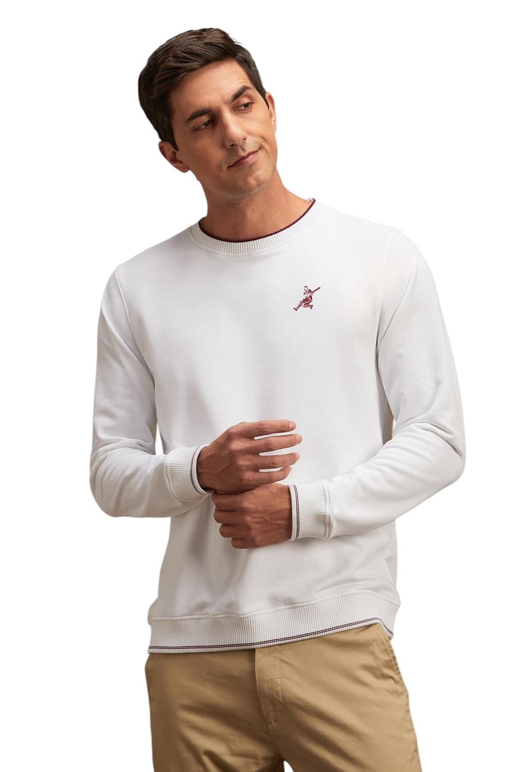 Peter England Men's Sweatshirt Regular Fit, The Gentlemens League White