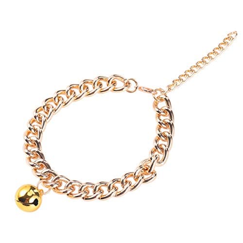 POPETPOP Dog Collar with Bell Lightweight Durable Pet Necklace for Safe Outdoor Walking Small Dog Chain Collar Portable Pet Decoration