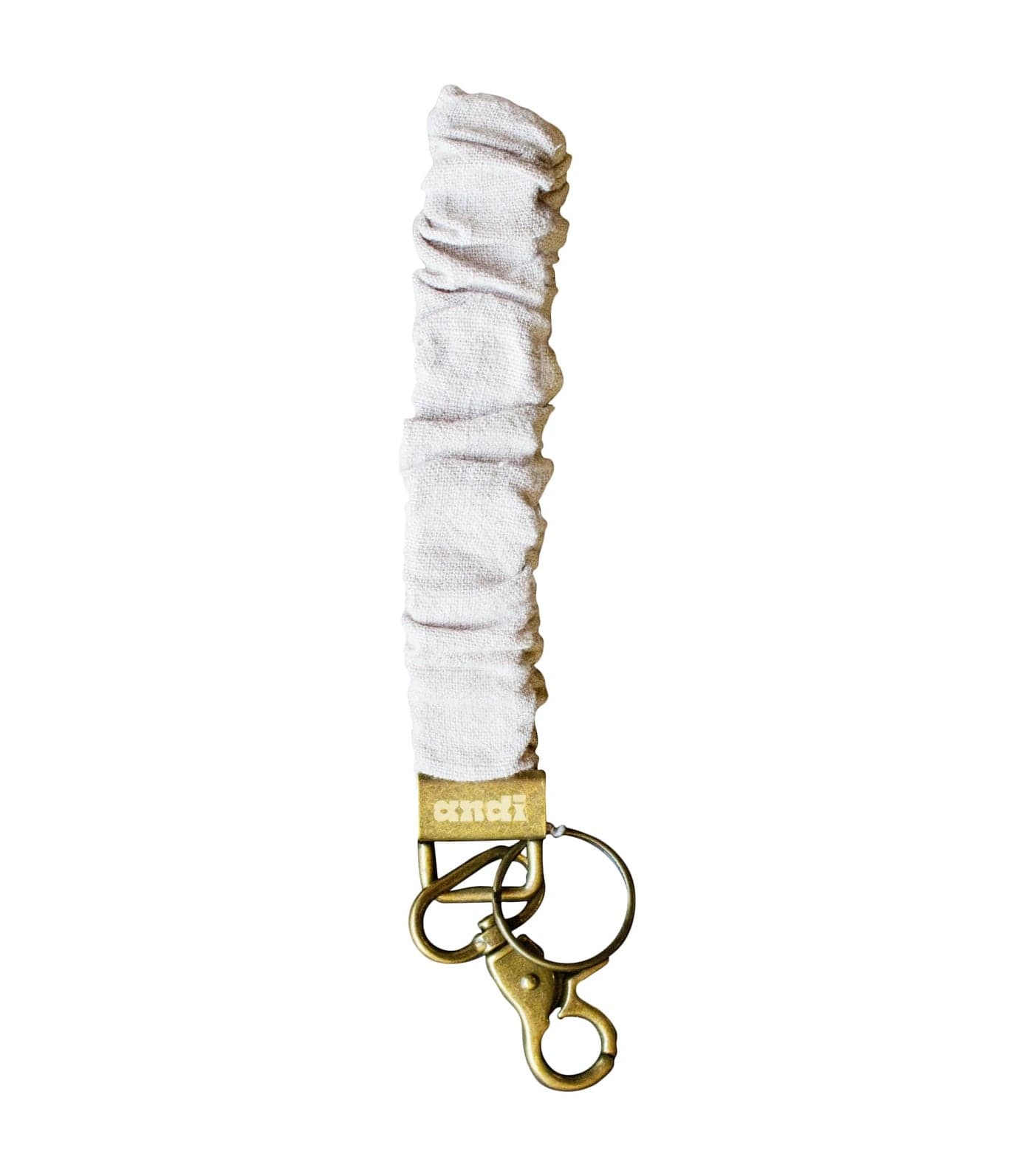ANDI Wristlet Keychain for Women, Scrunchie Bracelet Key Ring With Clip Closure, Stretchy & Comfortable Wrist Lanyard, Key Chain For Car Keys, ID Cards (Linen)
