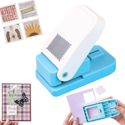 Stamp Punch 1 inch Square Postage Stamps Punch Stamp Puncher Portable Lever Craft Hole Punches for Paper Crafts Stamps Cutter Hole Punches Paper Punches for Crafting DIY Project Scrapbooking
