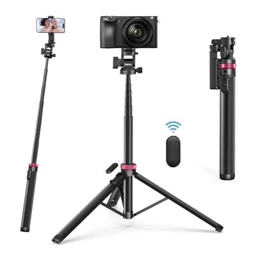 ULANZI MT78 Extendable Phone Tripod metal 7283 Selfie Stick Camera Tripod Stand with 2 in 1 Phone Clip 360 Ball Head Camera Tripod with cold shoe for iPhone 17 Sony Canon Lightweight for Travel