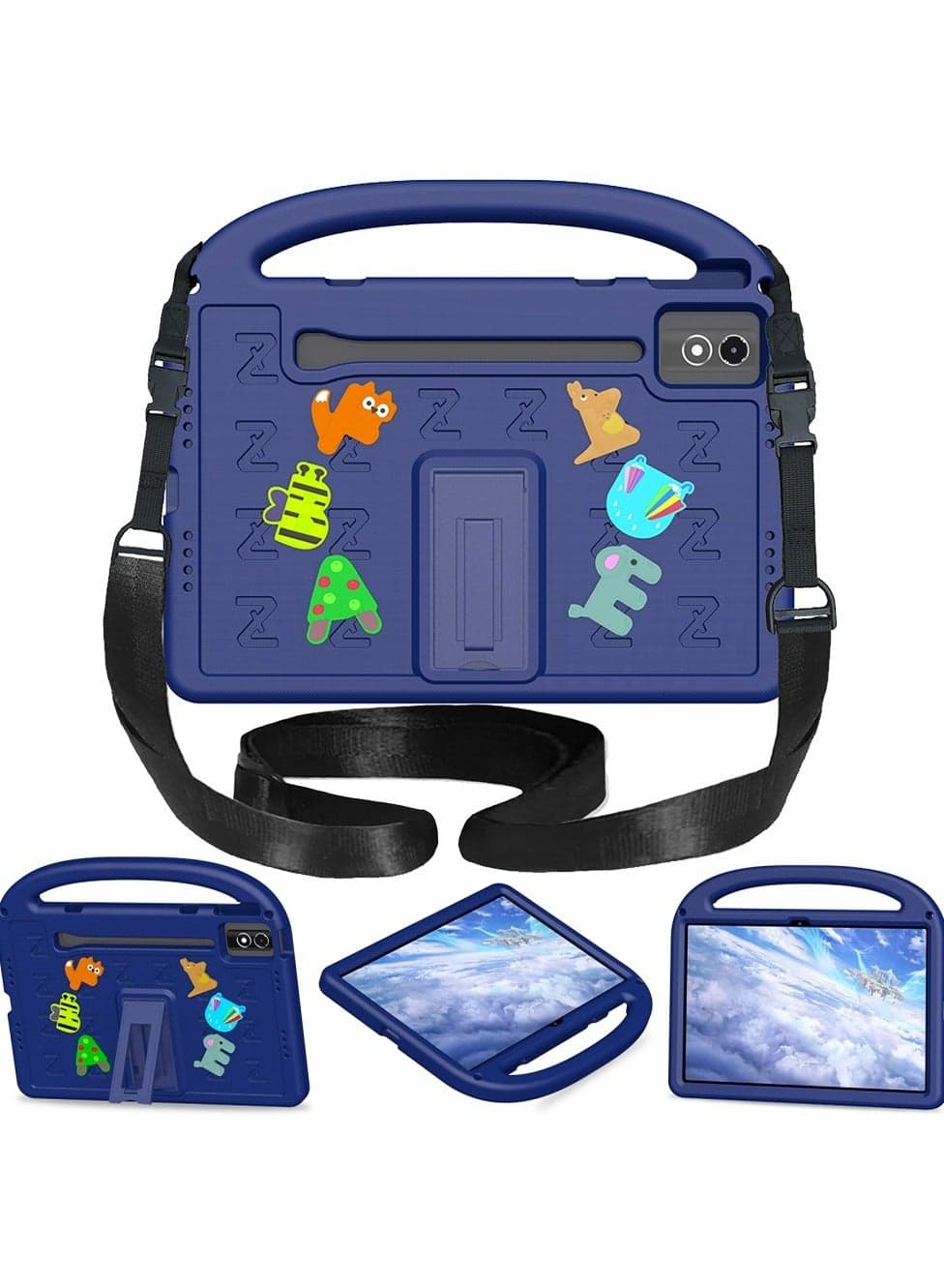 Children's Protective Case for Lenovo Tab P12 12.7 Inch 2023 TB-370FU TB-371FC Lenovo Xiaoxin Pad Pro 12.7 Inch TB-373FU TB-375FC Lenovo Xiaoxin Pad Plus 12.7 Inch 2025 , shockproof cover with shoulder strap bracket
