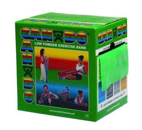 CanDo Low Powder Exercise Band 50 yard roll Green Medium