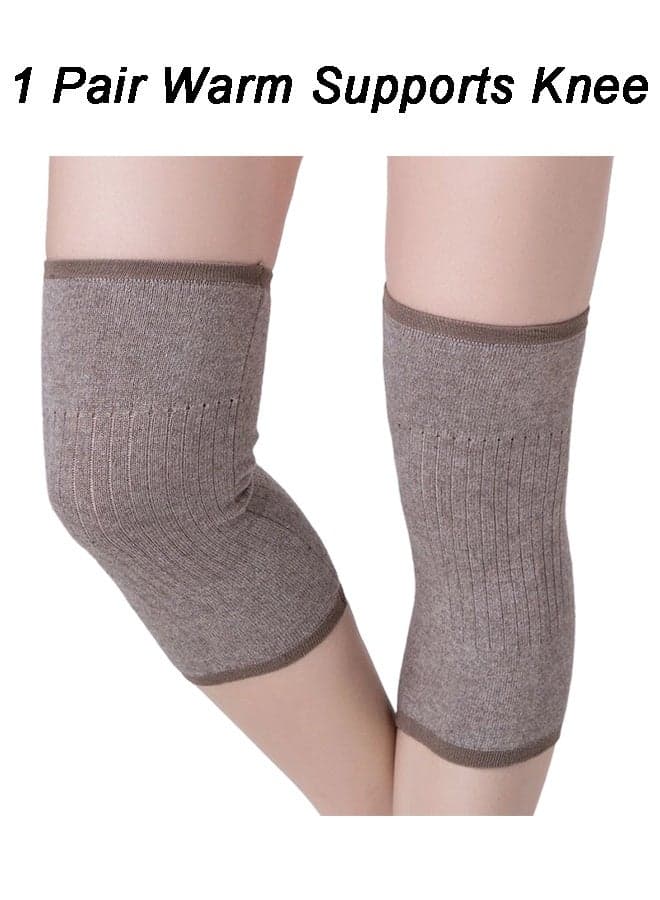 1 Pairs Knit Cashmere Warm Supports Knee Brace Soft Comfortable Knee Sleeve Wrap Circulation Improvement Kneepad Leg Warmer Joint Band for Men and Women